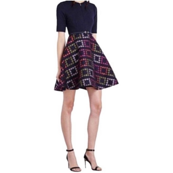 TED BAKER QINNA CHECK FLORAL DRESS SIZE 1 / US SIZE 4 - Picture 2 of 16